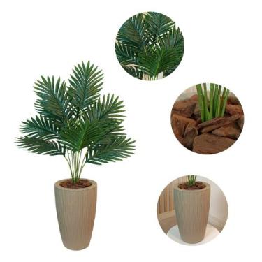 Imagem de Planta Artificial Palmeira Com Vaso Ondulado Cone Decoração - - Planta