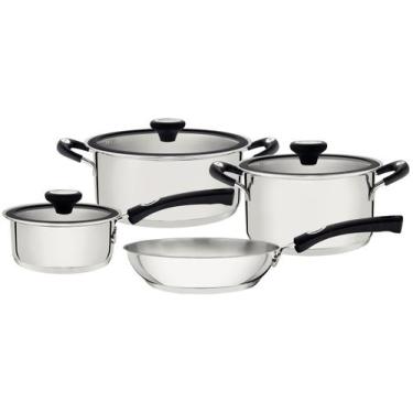 Imagem de Jogo de Panelas Tramontina de Inox Prata 4 peças Solar, Prata, 4