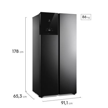 Imagem de Geladeira Electrolux Frost Free Inverter 431L AutoSense Bivolt Side by Side Black Inox Look (ES40B) Bivolt