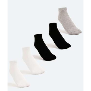 Imagem de Kit 5 Pares Meias Soquete Feminina Básicas Marisa-63348, 34/39, Branco
