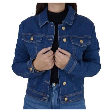 Imagem de Jaqueta Feminina Ouzzare Jeans Cropped Azul Médio - ZZ8097-Feminino