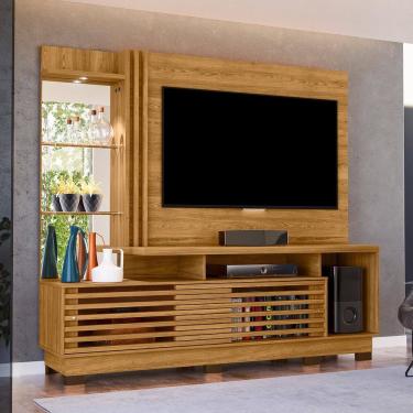 Imagem de Estante Home Theater Para TV até 60 Polegadas com Espelho e Luminária LED Frizz Plus com Pés Madetec