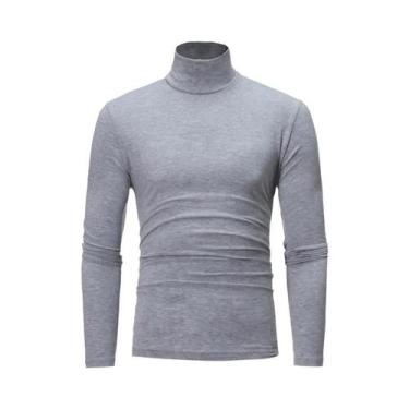 Imagem de Camiseta Masculina De Gola Alta Slim Fit De Manga Longa Moda Casual Re