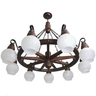 Imagem de Lustre Muller Roda Carroça 9 Lâmpadas Envelhecido 609E