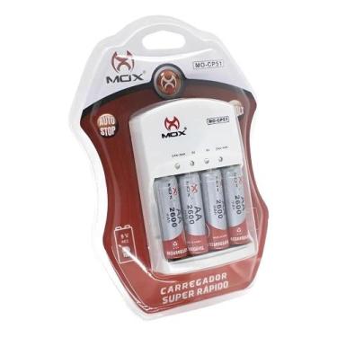 Imagem de Carregador De Pilhas Mox- 51 Com Pilhas Aa - Congratulations Store