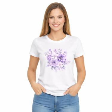Imagem de Camiseta Feminina Floral Buquê Confortável Estampa Delicada-Feminino