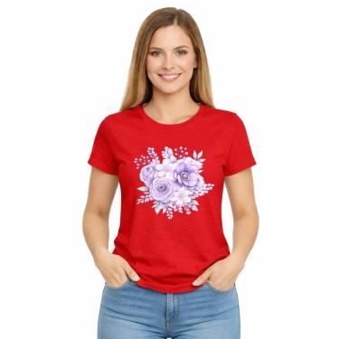Imagem de Camiseta Feminina Floral Buquê Confortável Estampa Delicada-Feminino