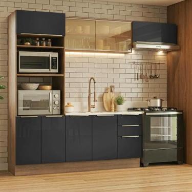 Imagem de Armário de Cozinha Completa 270 x 60 cm Rustic/Preto Lux Madesa 08, Ru