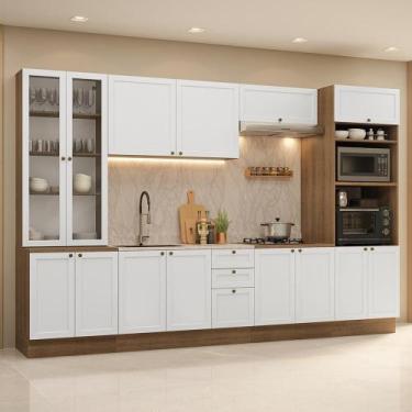 Imagem de Armário de Cozinha Completa 340 cm Rustic Vik Madesa 01, Rustic/Branco