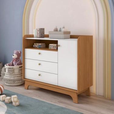 Imagem de Cômoda para Quarto Infantil Bebê 3 Gavetas 1 Porta Encanto - Kappesber