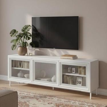 Imagem de Rack para TV até 55 Polegadas 135cm 03 Portas de Vidro 2 Prateleiras -