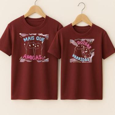 Imagem de Camiseta Algodão Amizade Estampa Mais Que Amigas Doidas Varridas Meme 