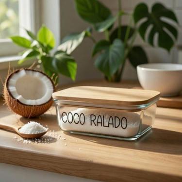 Imagem de Pote Hermético Vidro (600 ml) Coco Ralado - Casa Vitá, Coco Ralado