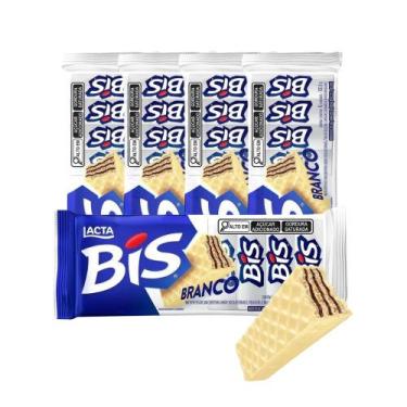 Imagem de Bis Chocolate Branco Lacta Kit 5 Caixas com 16 unidades