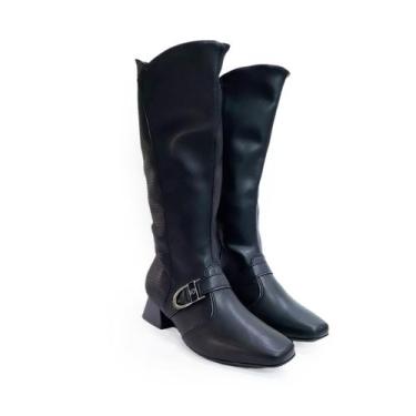 Imagem de Piccadilly Bota Feminina Cano Longo Salto Bloco Ref. 160066, Preto, 38