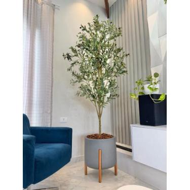 Imagem de Planta Arvore Grande Oliveira Artificial Vaso Pé Madeira - - PLANDEC