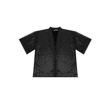 Imagem de Kimono Plus Size Secret Glam com Lantejoulas Glow - Rovitex, Preto, G3