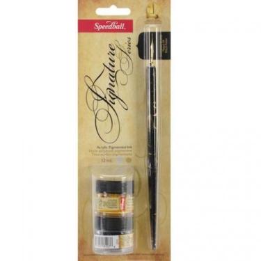 Imagem de Kit Caligra Pena + Tinta (Ouro Preta) Signature Sinoart