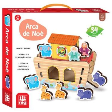 Imagem de Arca De Noé Brinquedo Montar Encaixe Educativo Madeira - NIG