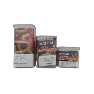 Imagem de Kit Conjunto 3 Potes Vasilhas Herméticos Organizador Quadrado Tampa A 
