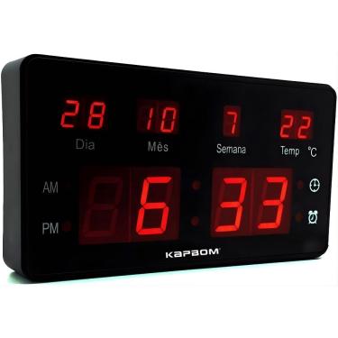 Imagem de Relógio Digital de Mesa LCD KA-7037 Display de Fácil Leitura Preto Kapbom