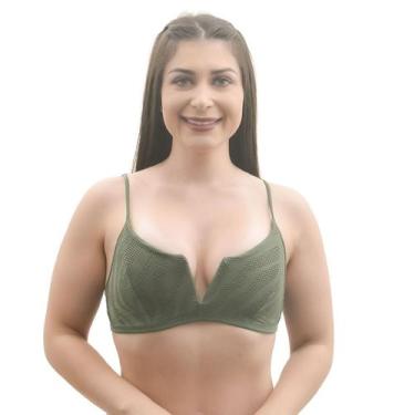 Imagem de Biquíni em laise bojo removível decote aro em V Arsiè, M, Verde milita