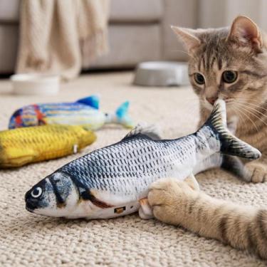 Imagem de Brinquedo Pelúcia Interativo Para Pets Cão Gato Peixe Que Movimenta US