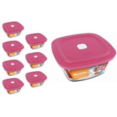 Imagem de Pote Vidro Quadrado Facilita Marmita 300ML Marinex 7Un - NADIR FIGUERE