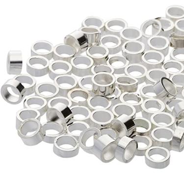 Imagem de The Beadsmith Grânulos de crimpagem de tubo, 4 x 3 mm, 100 peças, cor prata, formato cilíndrico uniforme, sem bordas afiadas, projetado para proteger as extremidades dos fios e cabos de conexão de joias