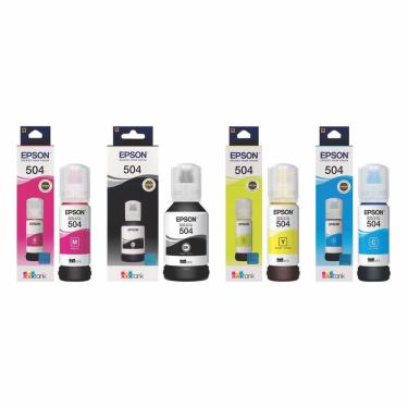 Imagem de Kit 4 Tinta Epson L4150 L4160 L6161 L6171 L6191 Refil T504