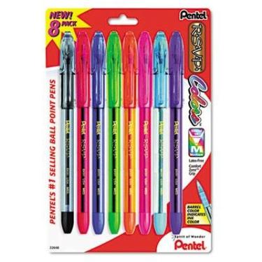 Imagem de PENTEL OF AMERICA, Ballpoint Stick Pen, Assorted Ink, Medium, 8 per Pack