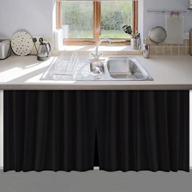 Imagem de Cortina preto para pia de cozinha janela impermeavel 138x80 cm