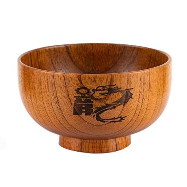 Imagem de UPTALY 1 peça de tigelas de cereais de madeira de jujuba natural (ano do dragão, 300 ml), conjunto de tigelas de arroz do zodíaco animal, tigelas chinesas feitas à mão, tigela de madeira de aveia, tigela de refeição infantil, utensílios de madeira japonesa