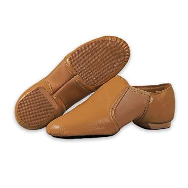 Imagem de Bestgift Sapatos de torcida Sapatos de dança latina para treinamento de competição para adultos de pele de carneiro Sapatos de dança de jazz respiráveis ​​de sola macia para crianças Marrom 33.5