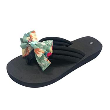 Imagem de Sandálias de praia femininas com listras chinelos sandálias de moda chinelos sandálias planas femininas de couro, Verde, 10