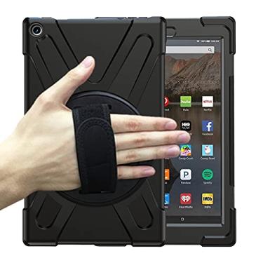 Imagem de Acessórios para tablets Para Amazon Kindle Fire HD10 2019/2018/2017 Silicone colorido na prova de choque + PC Protective Case com suporte e alça de mão e alça de ombro