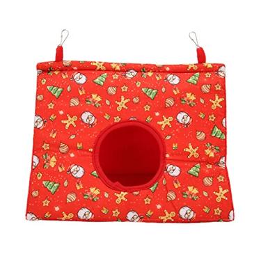 Imagem de Cabana de aconchego de pássaro, tenda de rede de apoio de pássaro de brinquedo caverna de pássaro de tenda de suspensão de pássaros esconderijo cama de dormir difusa para descansar esconderijo jogando Natal vermelho