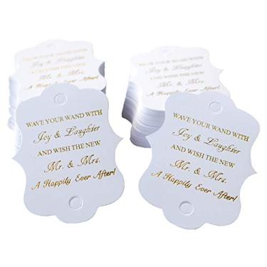 Imagem de Pacote com 100 etiquetas para varinha de casamento Kingneve, canela de fita para casamento, etiquetas de envio para casamentos, etiquetas de saia, etiquetas para varinhas de casamento