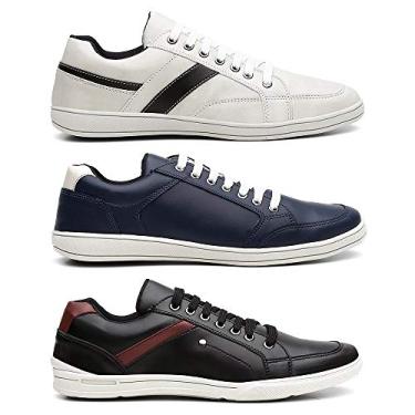 Imagem de Kit 3 Pares Sapatenis Masculino - branco/azul/preto - 44