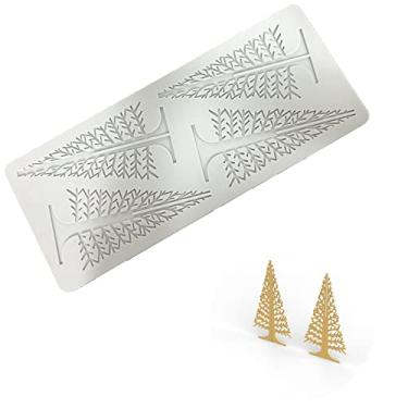Imagem de Tapete de renda de árvore de Natal molde de chifres de alce de floco de neve para festa de aniversário de Natal DIY ferramentas de decoração de bolo molde de cozimento de chocolate e açúcar (Xmas