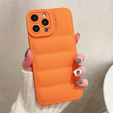 Imagem de Jaqueta de penas de luxo Capa de telefone para iPhone 14 11 12 13 Pro Max XR X XS 7 8 14 Plus Capa de silicone macio para doces, laranja, para iPhone 12 Pro