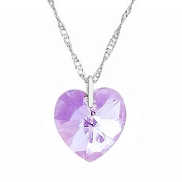 Imagem de Colar Coração Swarovski 14mm Violet AB - Sunshine Cristais Cor:Prata