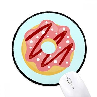 Imagem de Mouse pad vermelho rosquinha sobremesa doce mesa escritório tapete redondo para computador