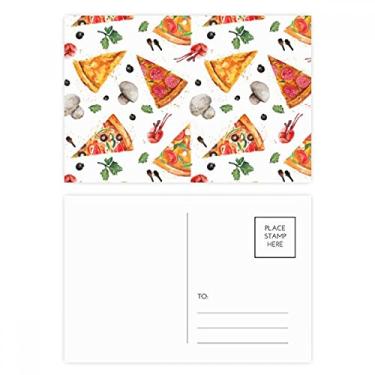 Imagem de Delious Food Conjunto de cartão postal com estampa de pizza e cartão de felicitações de aniversário