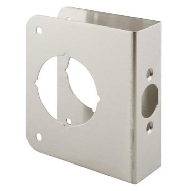 Imagem de Defender Security U 9589 1-3/8' x 4-1/2' Reforçador de porta e trava de aço inoxidável espesso, furo único de 5 cm, fundo de 6 cm