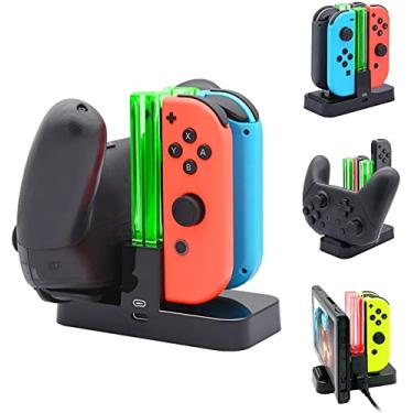 Imagem de BYSON Controller Carregador Compatível com o Interruptor Nintendo, Carregando Dock Station Compatível com Comutador Joy-Con e Pro Controller com Indicador de Carregamento e Tipo C Cabo de Carregamento
