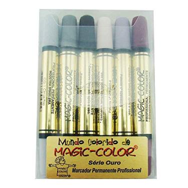 Imagem de Kit de Canetas Magic Color Profissional Ponta Dupla com 6 Tons de Cinza - Cód. 654-0 Série Ouro