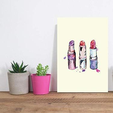 Imagem de Placa Decorativa Maquiagem Batons Trio 30x40cm