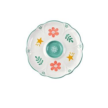 Imagem de GUIPAIHAI Panela de cerâmica criativa de 25 cm com prato de vinagre, batatas fritas, louça, louça, utensílios domésticos (cor: B)