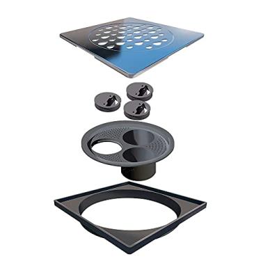 Imagem de Grelha Quadrada Novii 150mm Polida Com Acessorios Fecha Ralo